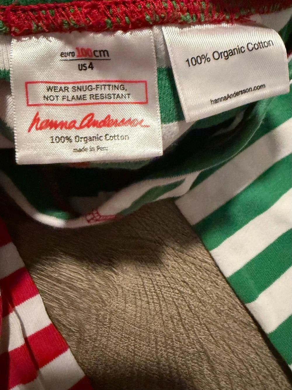 Hanna Andersson Red & Green Striped Kids Pajama Set Size 4